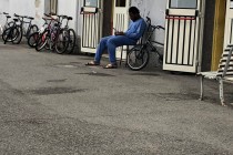A young man reading a tract Pacer left with him.