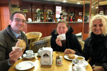 Stopping for a coffee on the way back from one of the camps.