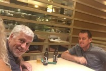 I've finished my beer, but I notice that Lee still has some left.